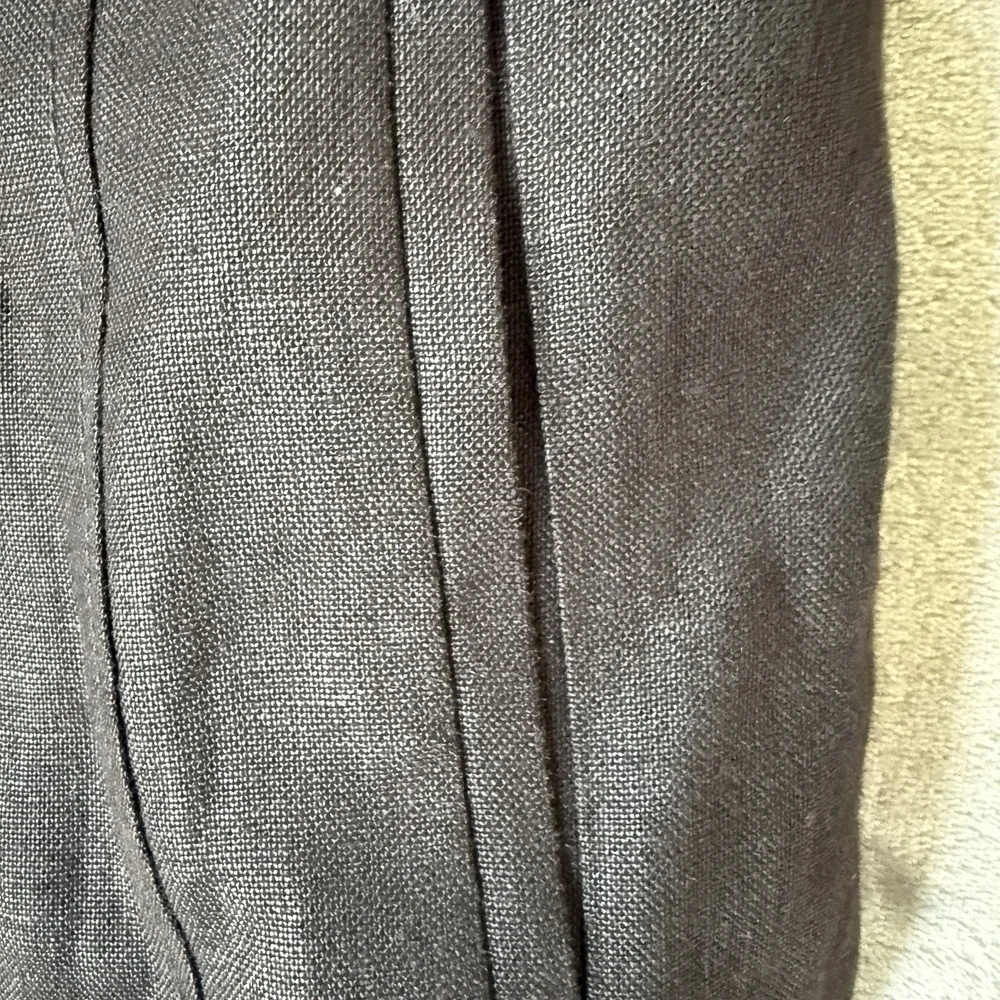 Talbots Jacket Size Large Solid Black 100% Irish Linen Long Blazer Coat Topper - Picture 6 of 6